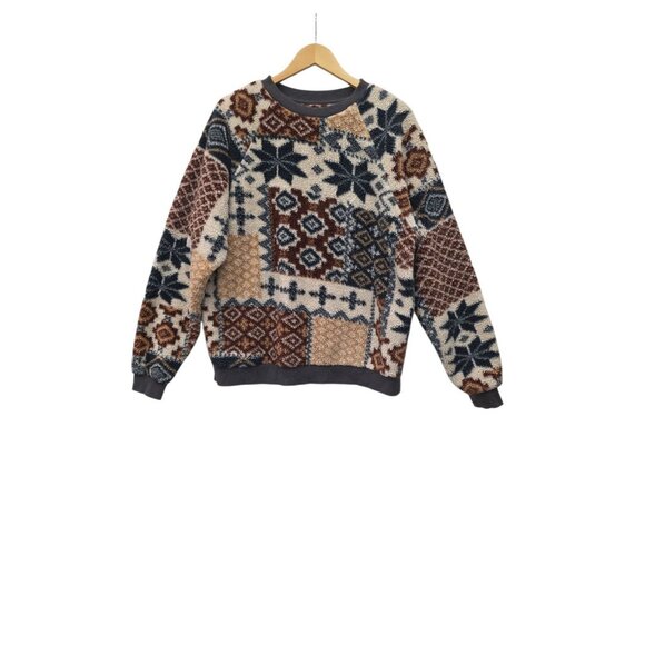 Urban Outfitters Other - Urban Outfitters Cozy Sherpa Fair Isle Crew Neck Sweatshirt Men’s Size Medium